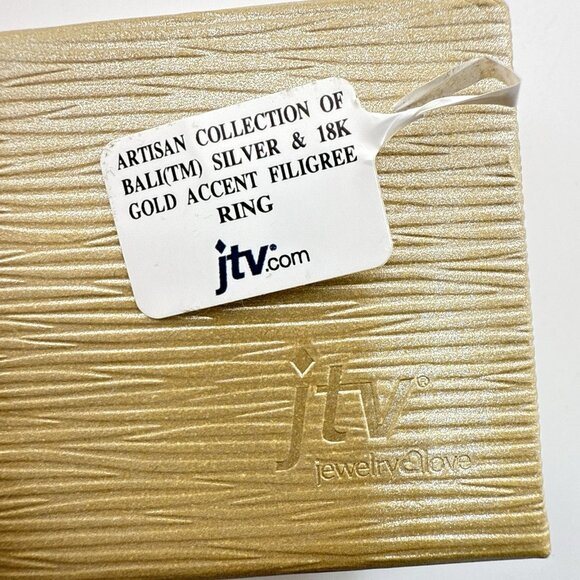 Sarda Sterling Silver 18K Gold Ring Filigree Pebbled Bali Scrollwork 925 Size 9 - Picture 12 of 12